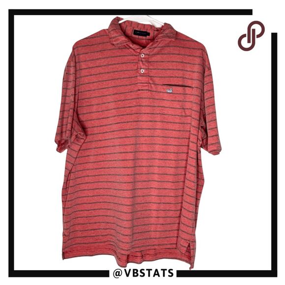 Southern Marsh Men's Stripe Cotton Blend Short Sleeve Polo Shirt Red Gray XL - Picture 1 of 8